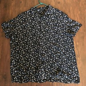 ASOS viscosa button up fan print